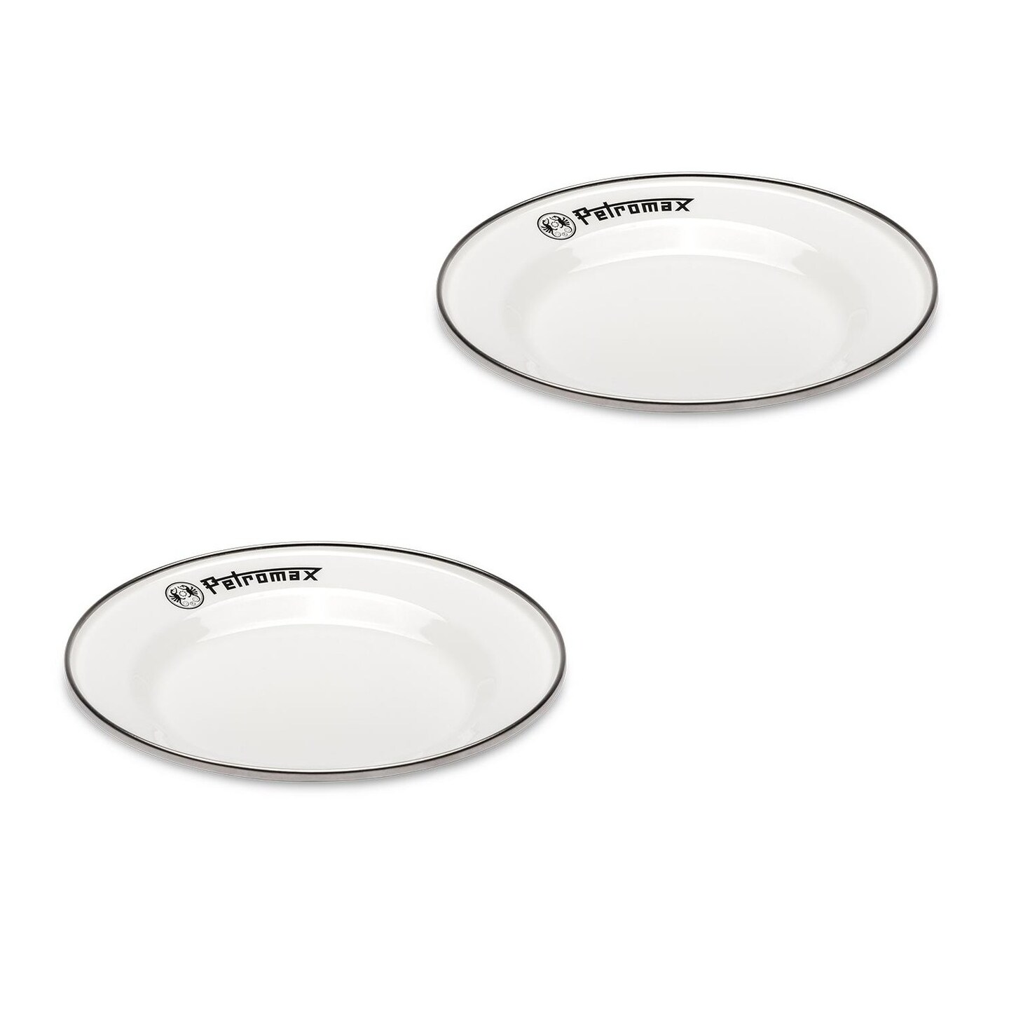 Petromax Enamelware Dinnerware Plates, Traditional Lightweight Enameled Steel Tableware for Kitchen and Camping, Pack of 2 for Hot or Cold Food