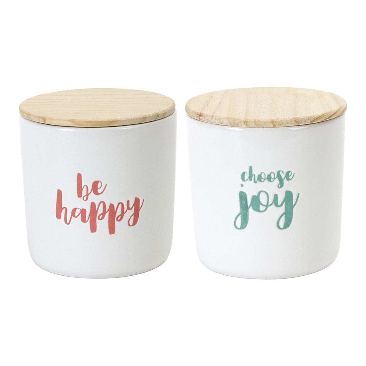 Melrose Canister (Set Of 2) 4.75&#x22;H Wood, Stoneware