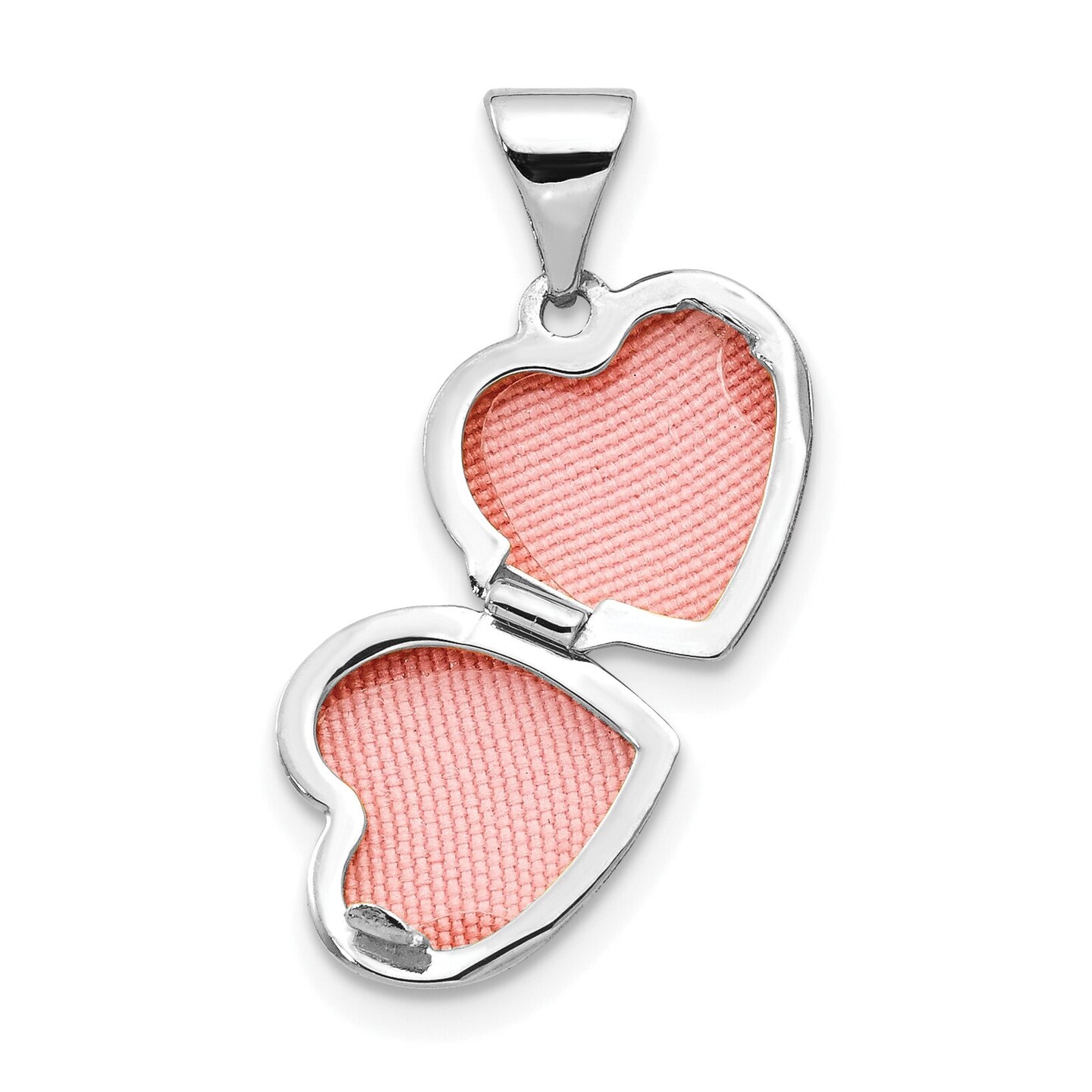 14K White Gold Heart Locket Photo Pendant Jewelry 15.8mm x 10.3mm