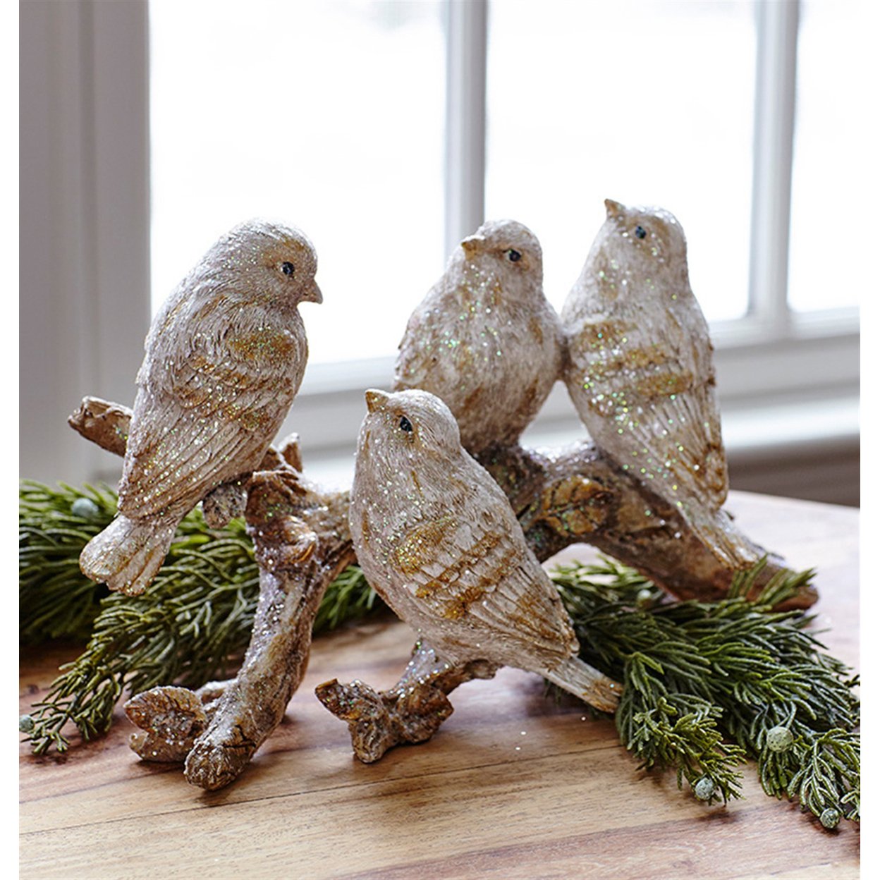 Melrose Birds On Branch (Set Of 2) 11&#x22;L x 6.5&#x22;H Polyresin