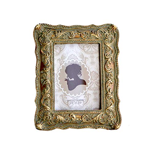Vintage Mini Picture Frame 2.5x3.5 Antique Small Photo Frame Table Top Display and Wall Hanging Home Decor (Bronze with Green Rust)