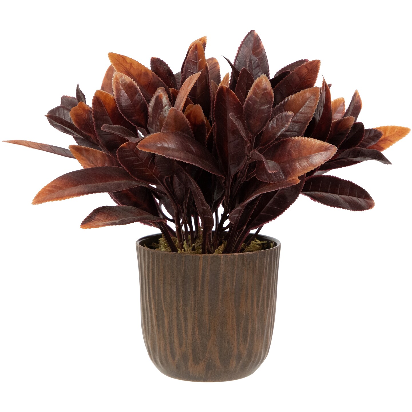 Northlight Two-Tone Artificial Foliage Plant in a Textured Lined Pot - 8"