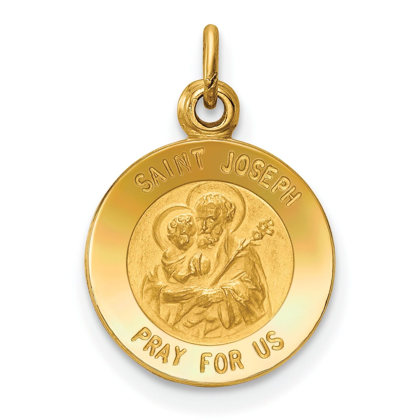 14K Yellow Gold Saint Joseph Medal Charm Pendant Jewerly 20mm x 11mm