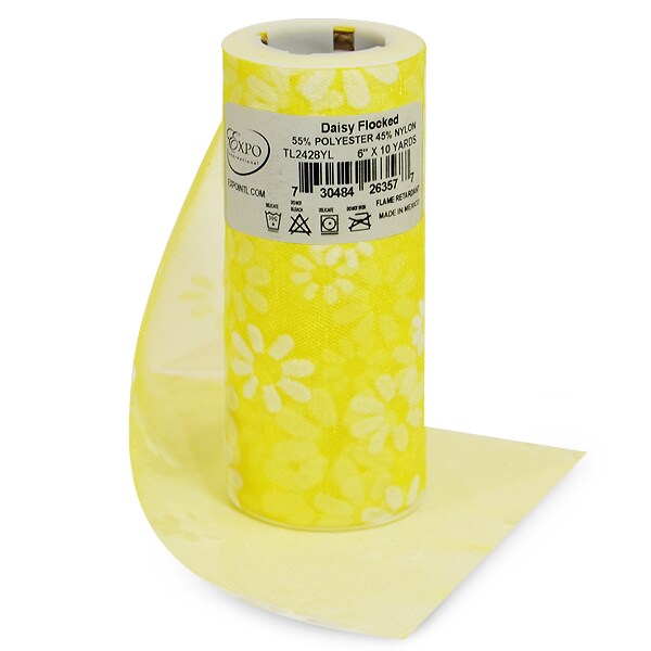 Premium Flocked Daisy Tulle Spool of 6&#x22; X 10 Yards