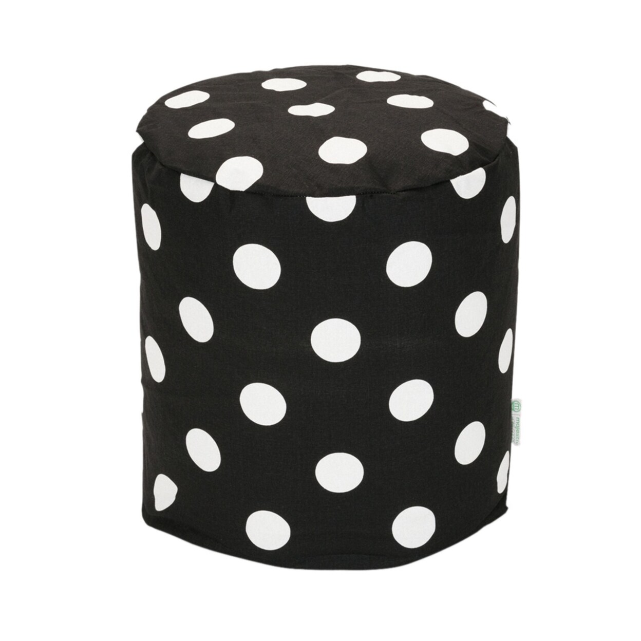 Majestic Home Goods Decorative Black Large Polka Dot Small Pouf Ottoman