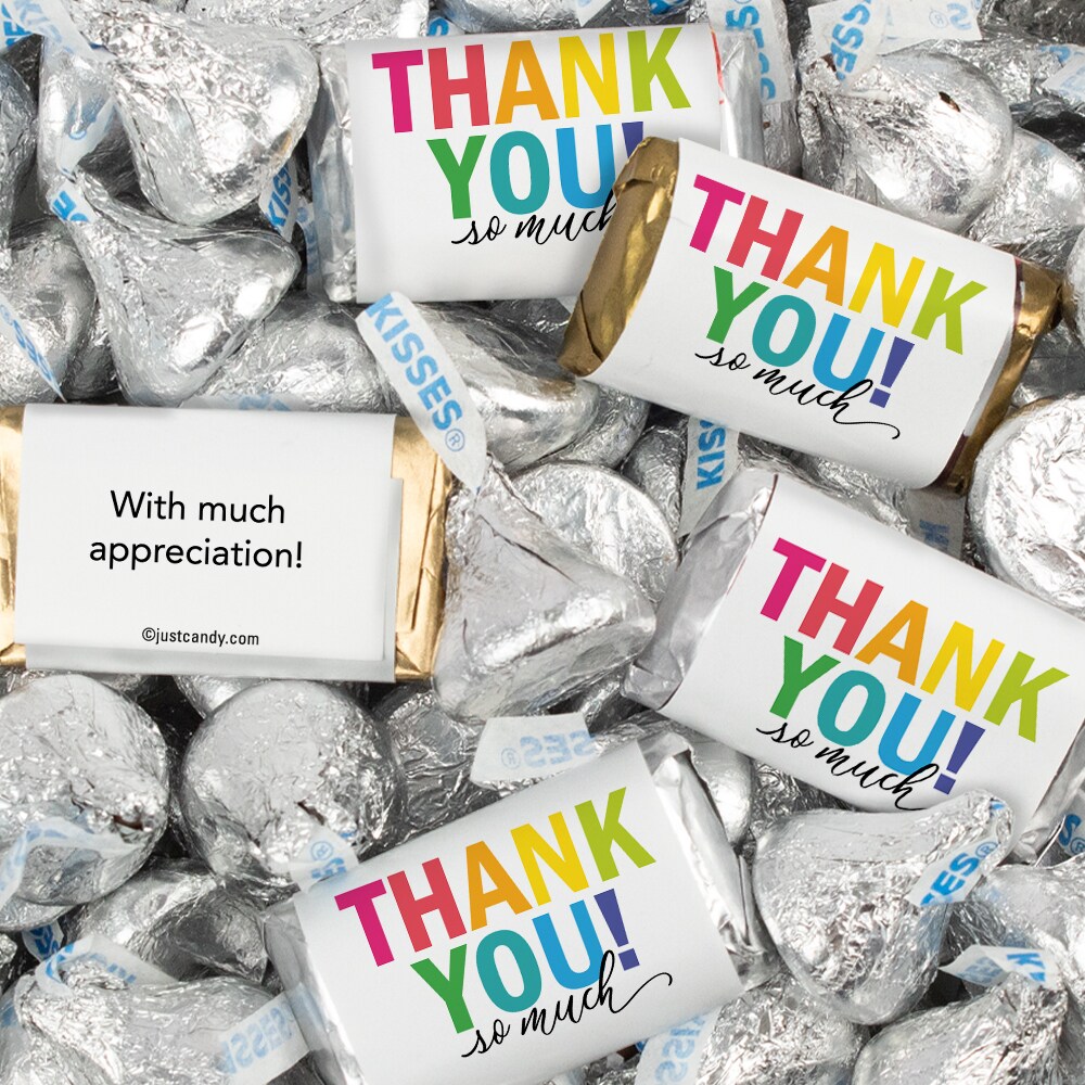 116 Pcs Thank You Candy Favors Hershey&#x27;s Miniatures &#x26; Kisses - Colorful Thanks