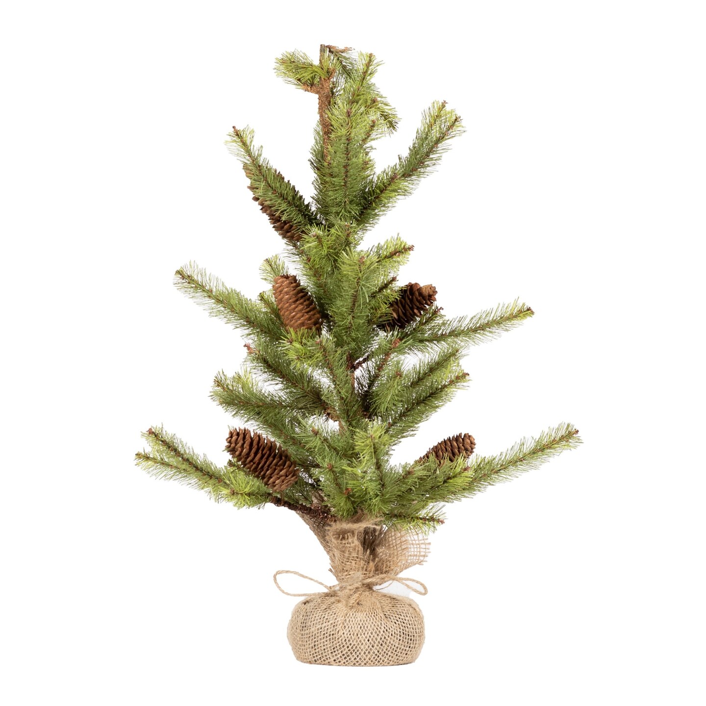 Melrose Artificial Pine Christmas Trees with Burlap Base - 24" - Set of 2 - Unlit