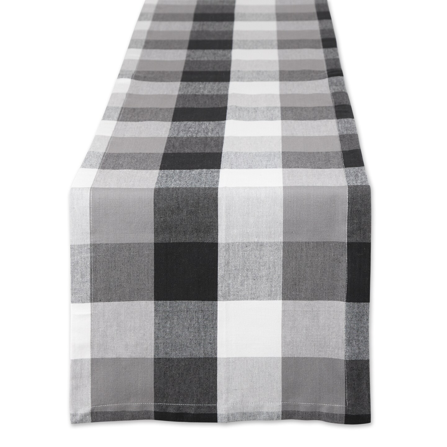 Contemporary Home Living Checkered Table Runner - 72" - Black and White