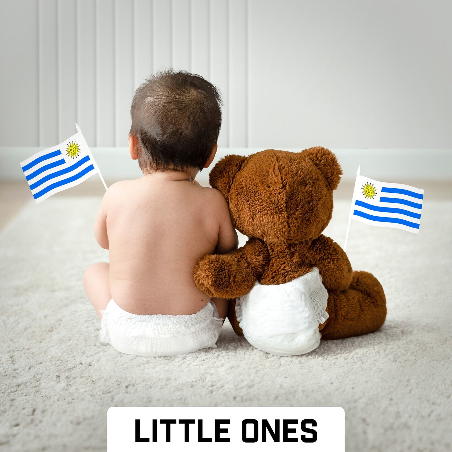 G128 12 Pack Handheld Uruguay Uruguayan Stick Flags | 4x6 In | Printed 150D Polyester, Country Flag, Solid Plastic Stick, Spear White Tip
