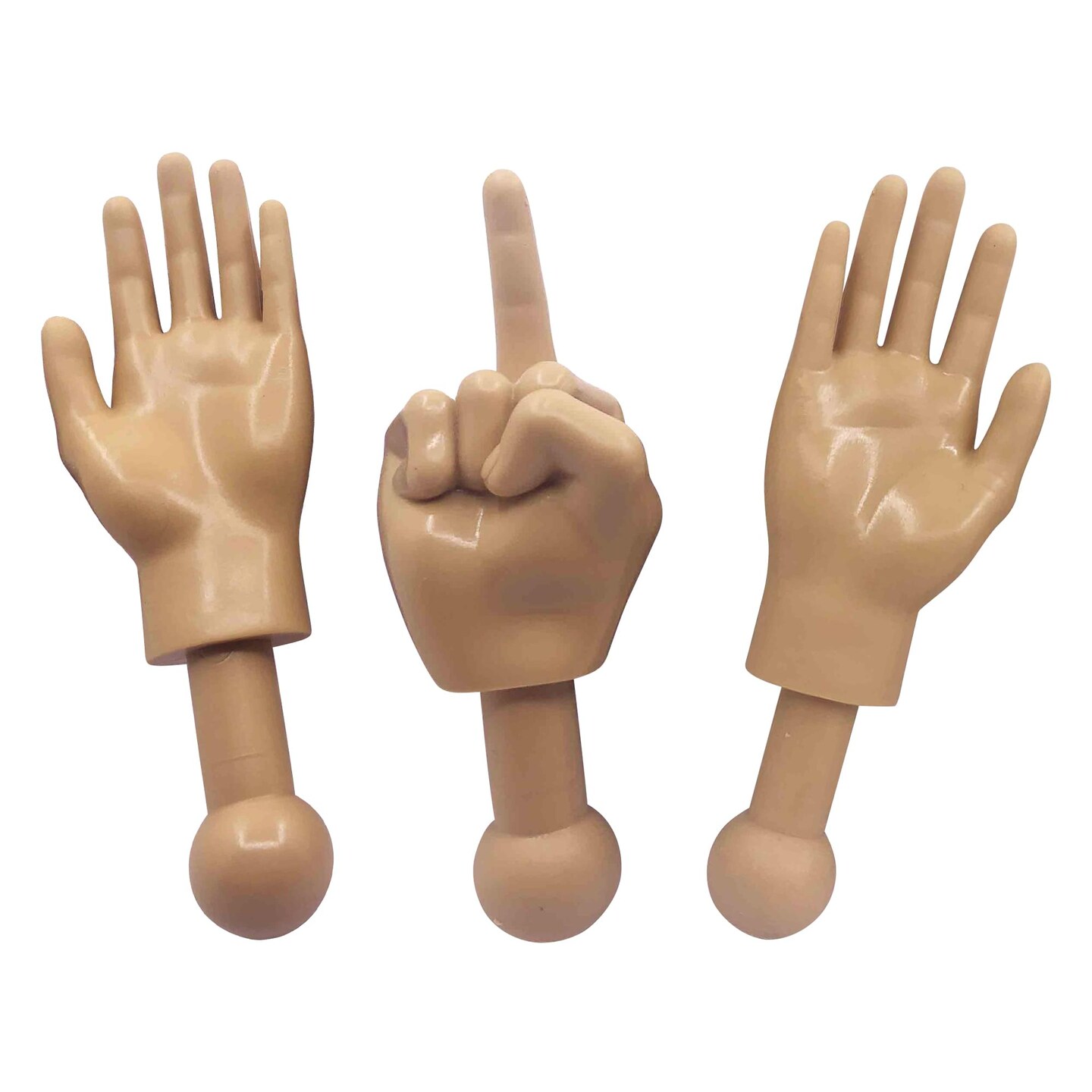 Tiny Hands 4.5-Inch Novelty Toys | Left and Right + Middle Finger Hand, Tan