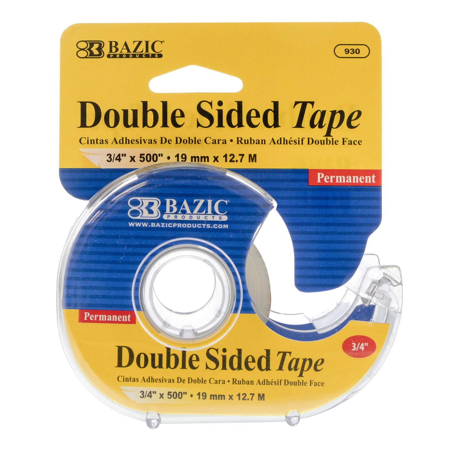 BAZIC Double Sided Permanent Tape 3/4&#x22; X 500&#x22; w/ Dispenser