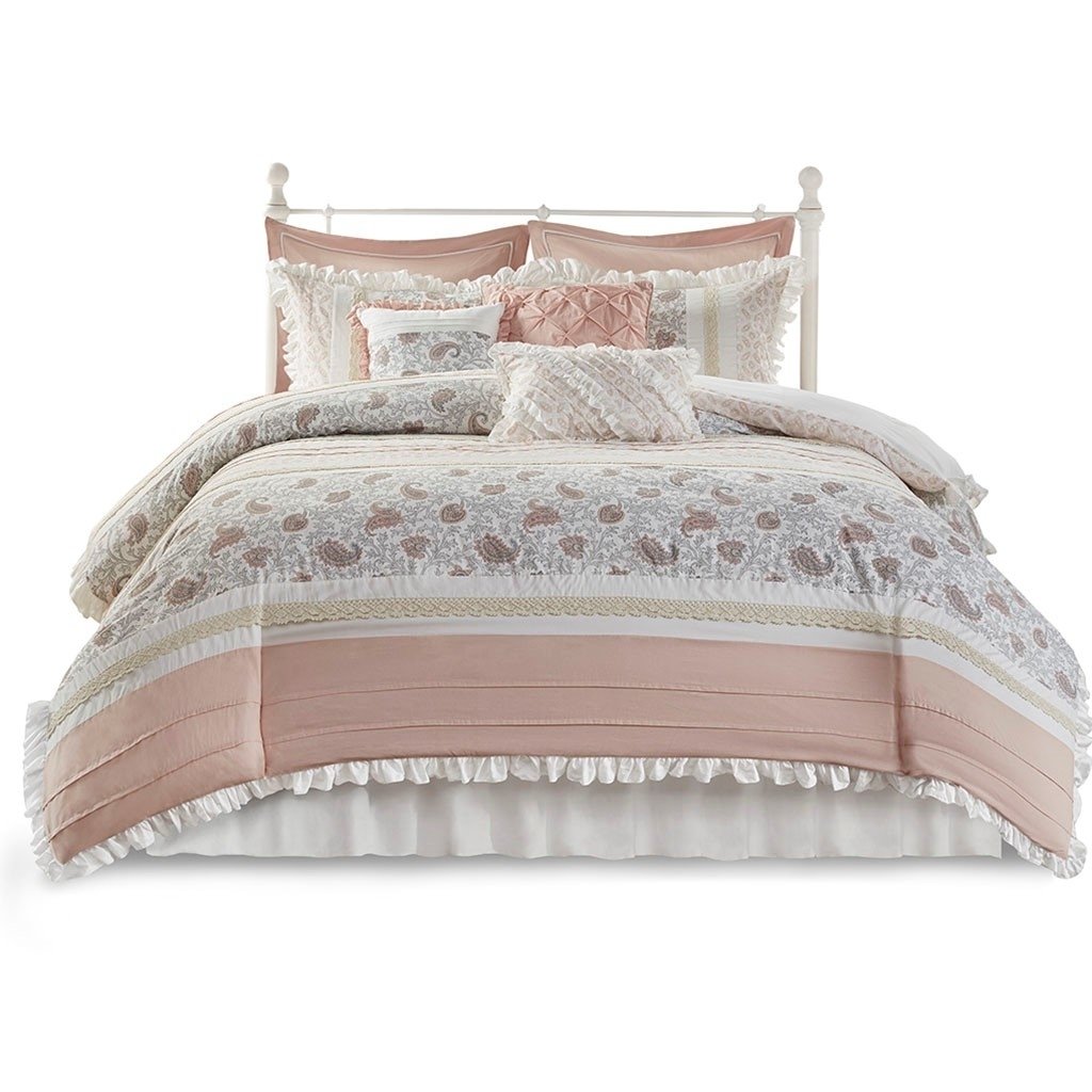 Gracie Mills   Singleton 9-Piece Cotton Percale Comforter Set with Paisley Print - GRACE-87