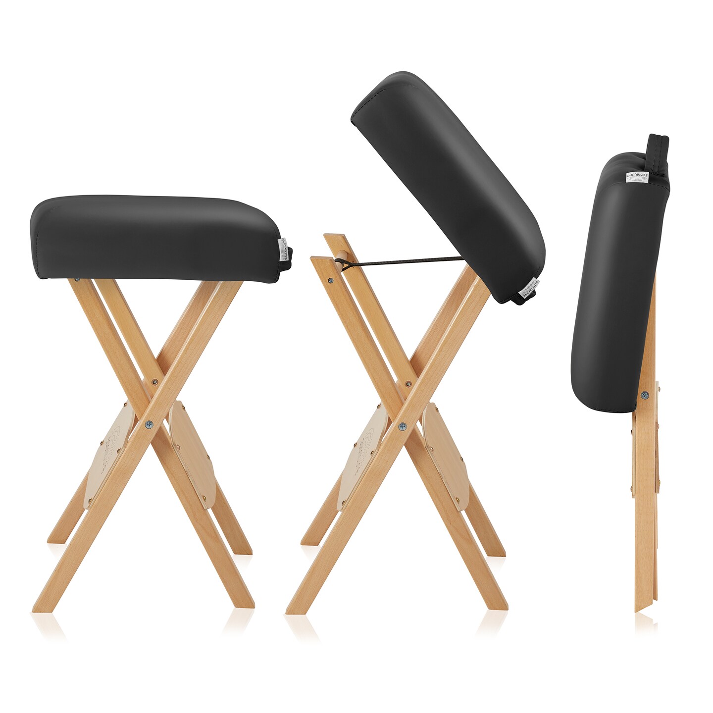 Saloniture Wood Folding Massage Stool with Carrying Case
