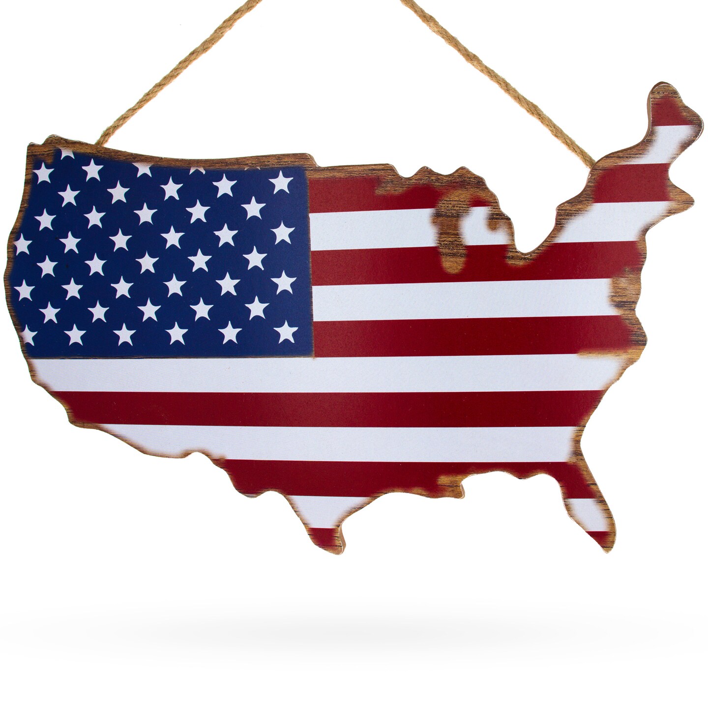 Wooden USA Flag Sign United States Patriotic Display Board 10.5 Inches
