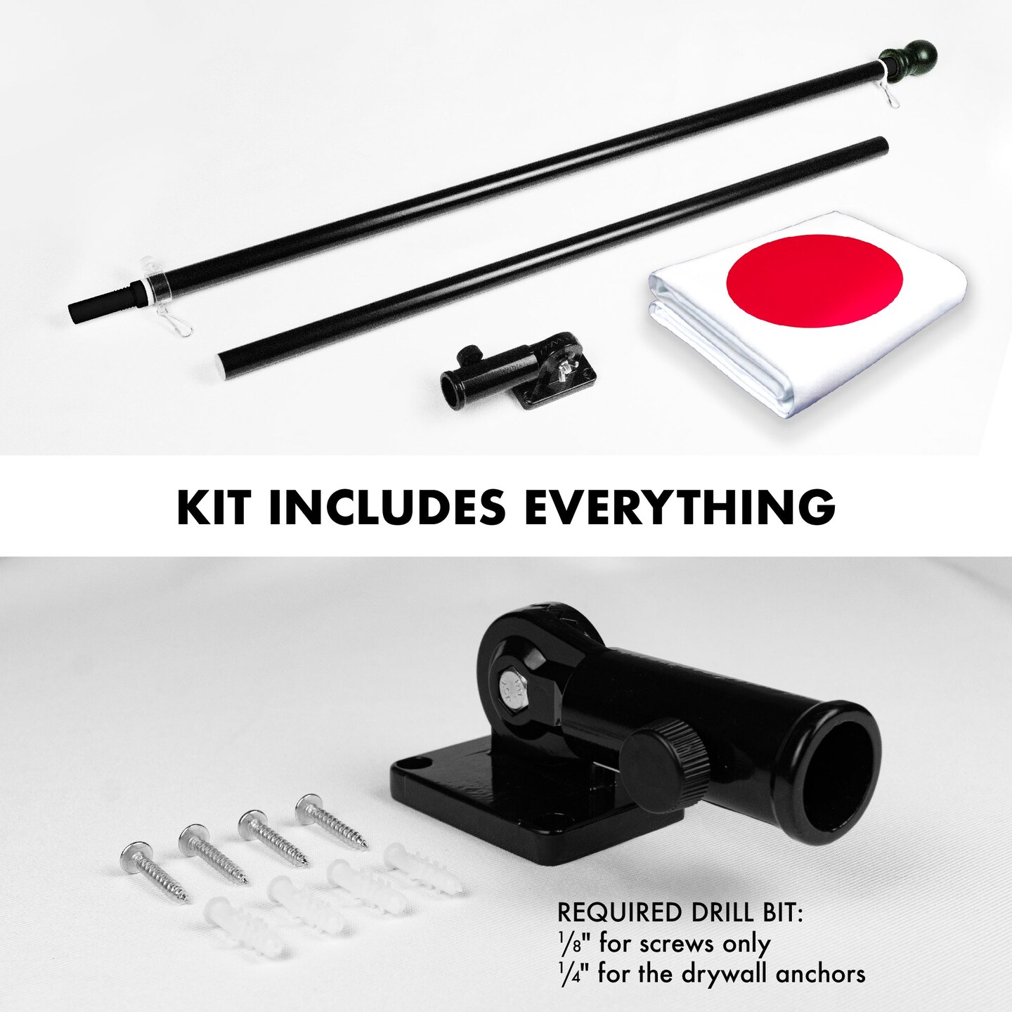 G128 Combo Pack: 6 Feet Tangle Free Spinning Flagpole (Black) Japan Japanese Flag 3x5 ft Printed 150D Brass Grommets (Flag Included) Aluminum Flag Pole