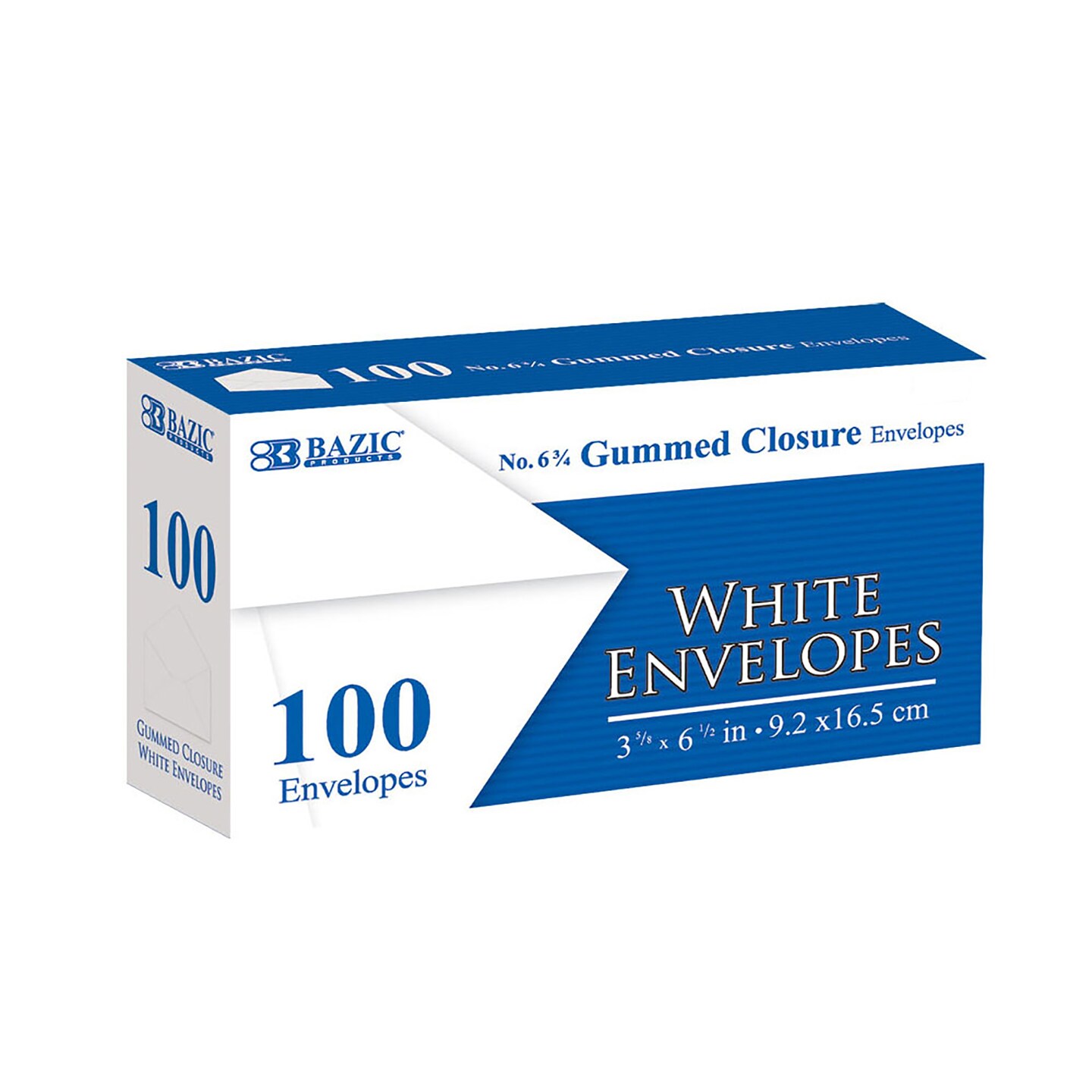 BAZIC #6 3/4 Gummed Closure White Envelope (100/Pack)