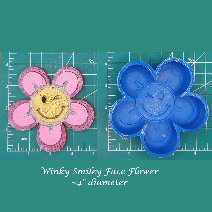 Winky Face Flower Silicone Freshie Mold