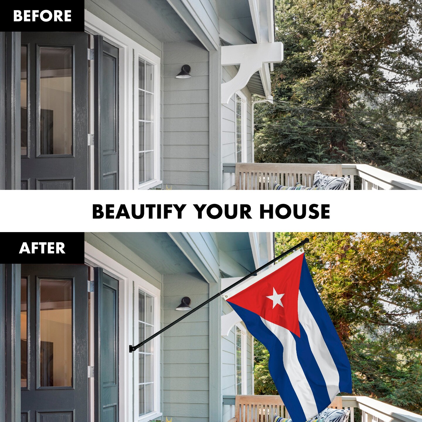 G128 Combo Pack: 6 Feet Tangle Free Spinning Flagpole (Black) Cuba Cuban Flag 3x5 ft Printed 150D Brass Grommets (Flag Included) Aluminum Flag Pole