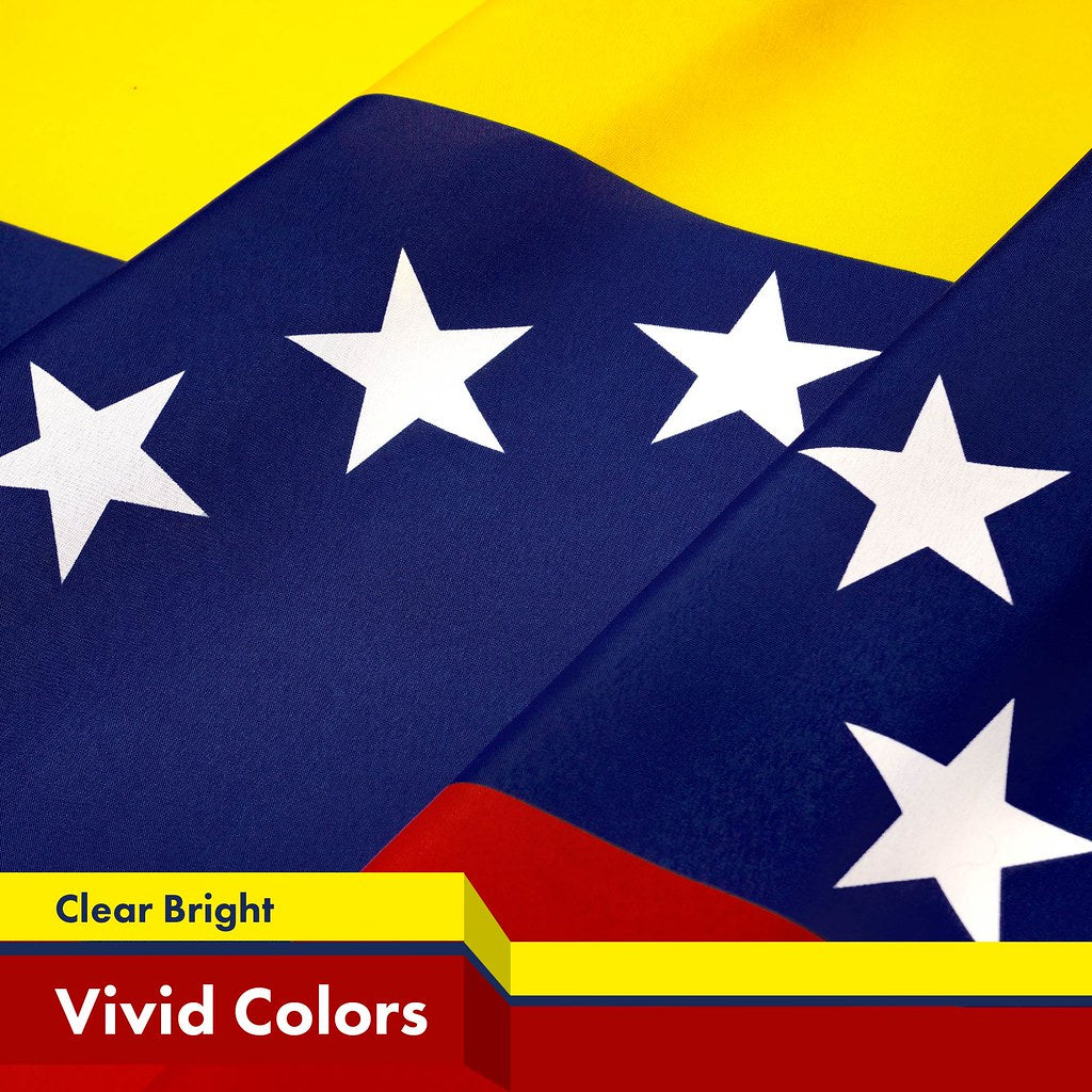 G128 Combo Pack: American USA Flag 3x5 Ft &#x26; Venezuela Venezuelan Flag 3x5 Ft, Both Printed 150D Polyester, Indoor/Outdoor, Brass Grommets