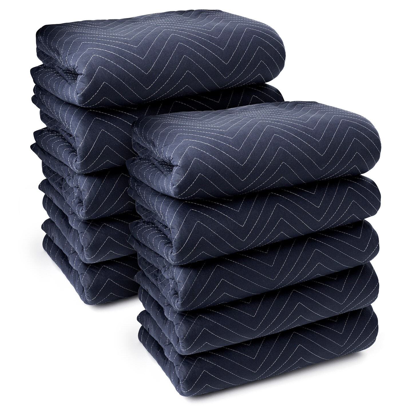 Sure-Max 10 Moving &#x26; Packing Blankets - Pro Economy - 80&#x22; x 72&#x22; (35 lb/dz weight) - Professional Quilted Shipping Furniture Pads Navy Blue and Black