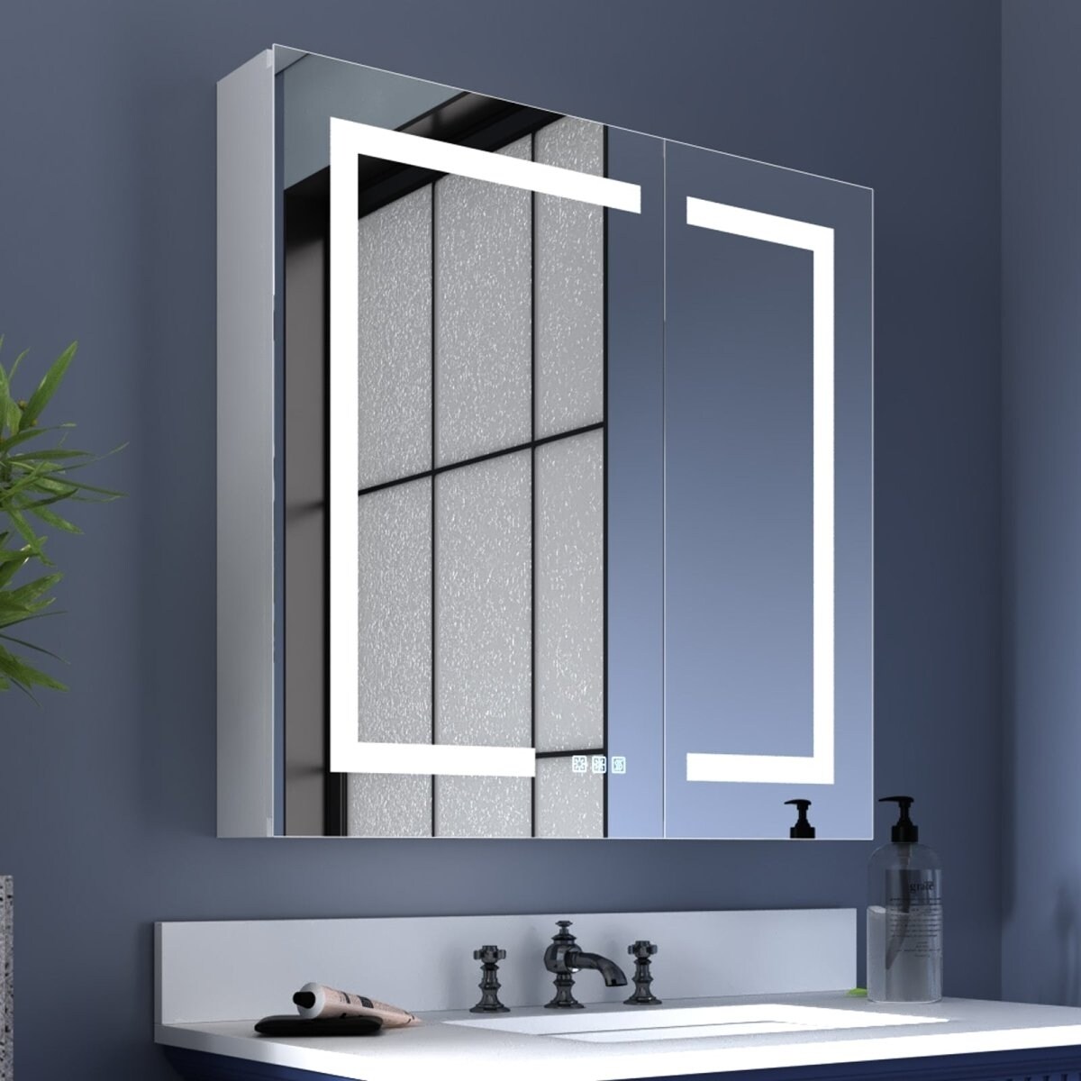 Boost-M1 30X30 Led Lighted Mirror Medicine Cabinet Defog Waterproof Aluminum