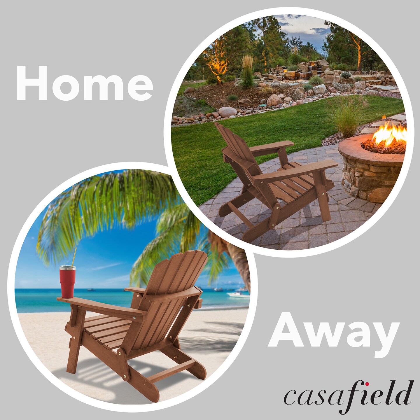 Casafield Oversized Folding Adirondack Chair, Set of 4 Cedar Wood Outdoor Fire Pit Lounge Chairs for Patio, Deck, Yard, Lawn and Garden Seating, Partially Pre-Assembled - Espresso