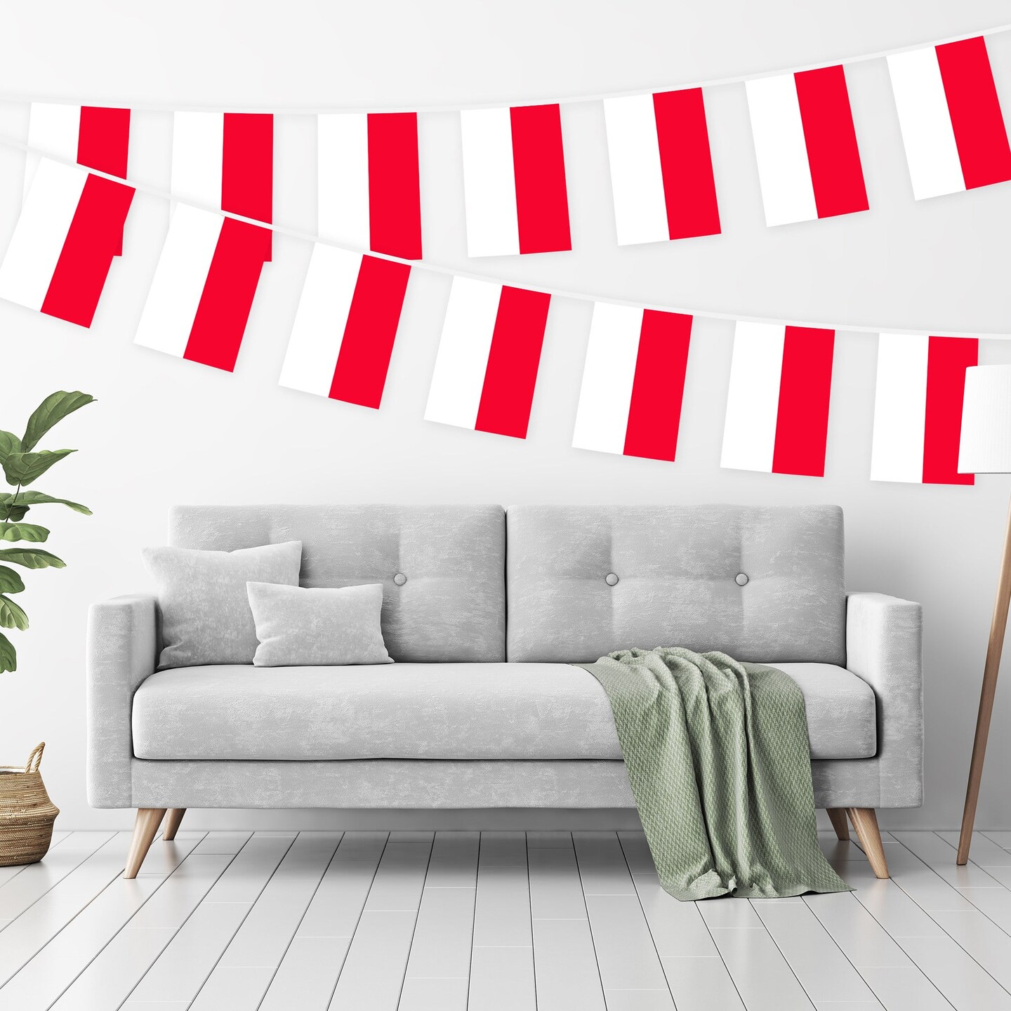 G128 Poland Polish Bunting Banner | Flag 8.2 x 5.5 Inch, Full String 33 Feet | Printed 150D Polyester, Decorations For Bar, School, Festival Events Celebration