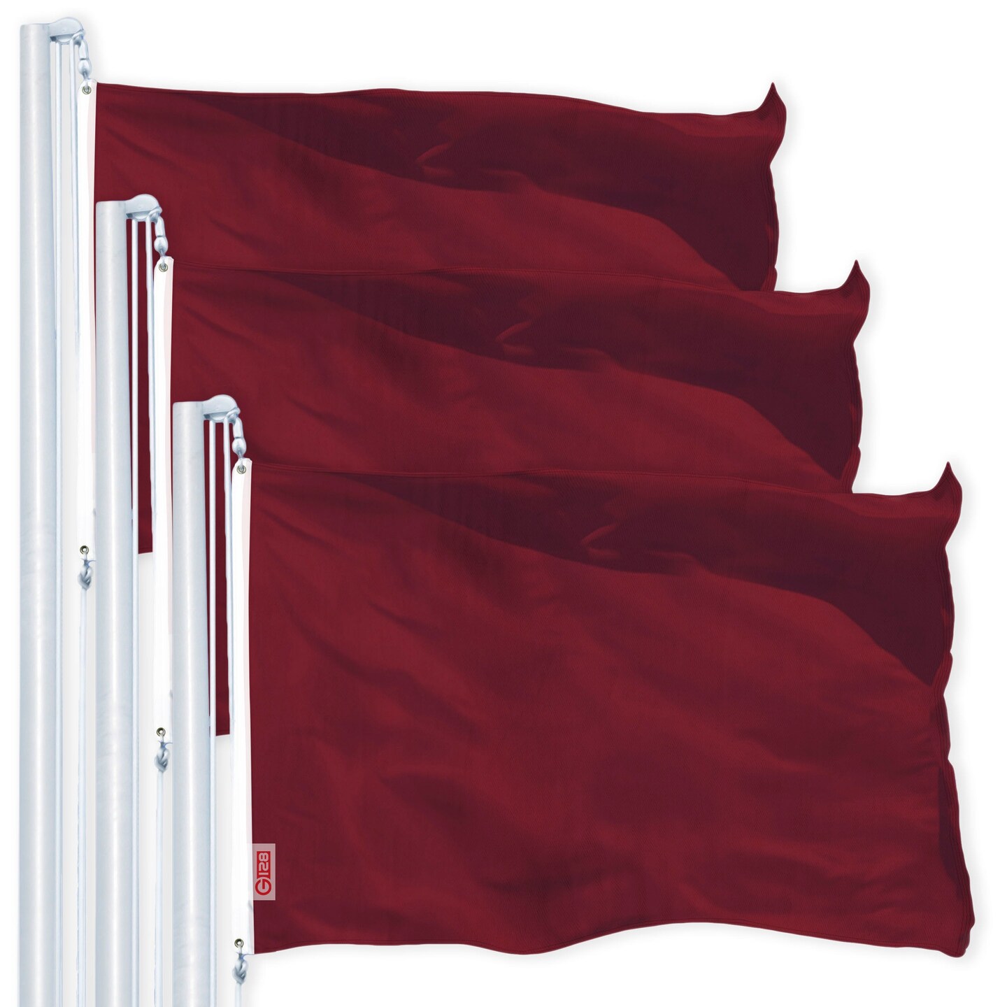 G128 3 Pack: Solid Burgundy Color Flag | 4x6 Ft | LiteWeave Pro Series Printed 150D Polyester | Indoor/Outdoor, Vibrant Colors, Brass Grommets