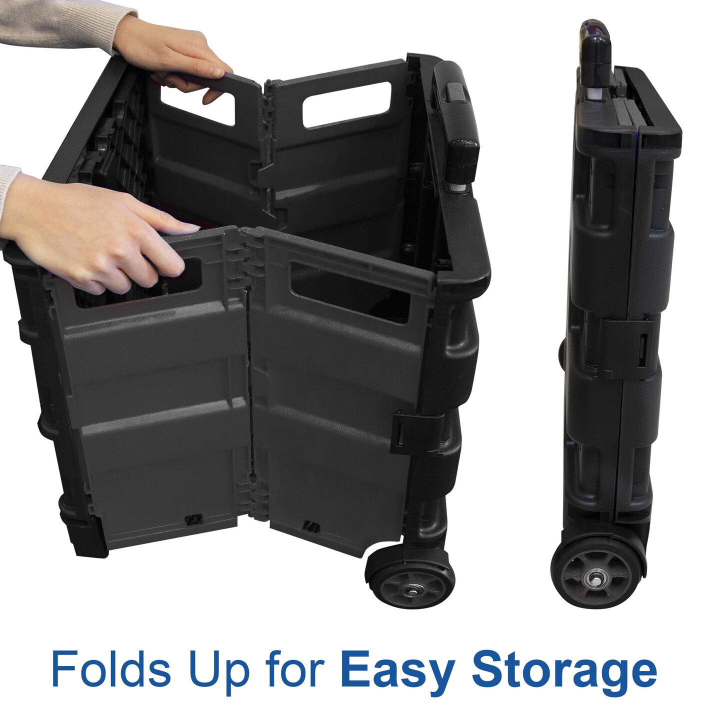 BAZIC Foldable Rolling Cart w/ Lid Cover Black 16&#x22; X 18&#x22; X 15&#x22;