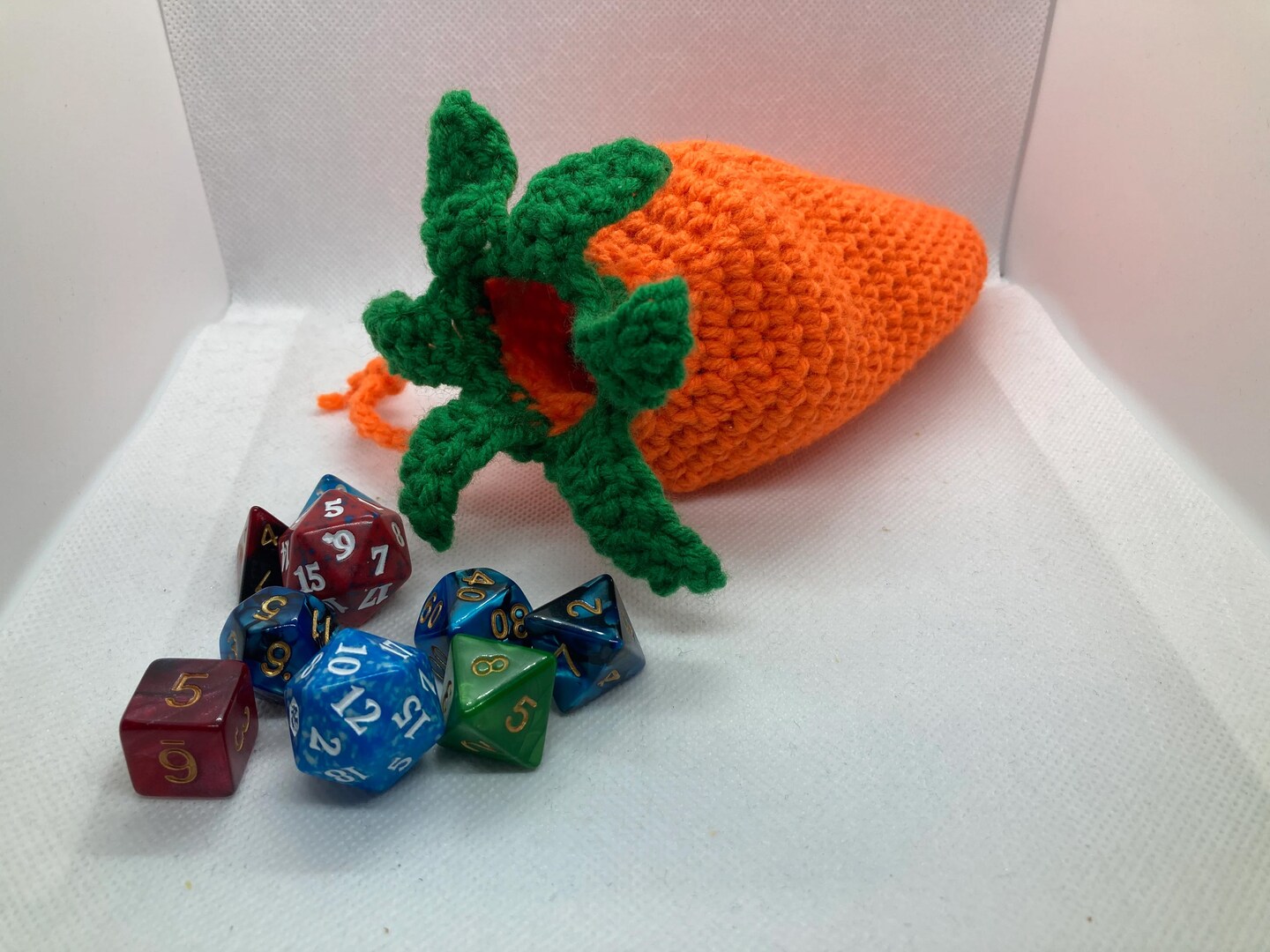 Carrot Dice Bag, Coin Purse, Tabletop Gaming Dice Carrier, Crochet Coin Bag, Role Playing Games