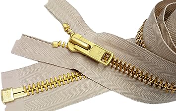 YKK Sale 28 Extra Heavy Duty Jacket Zipper YKK #10 Brass Separating ~  Color 572 Lt. Beige (1 Zipper/Pack)