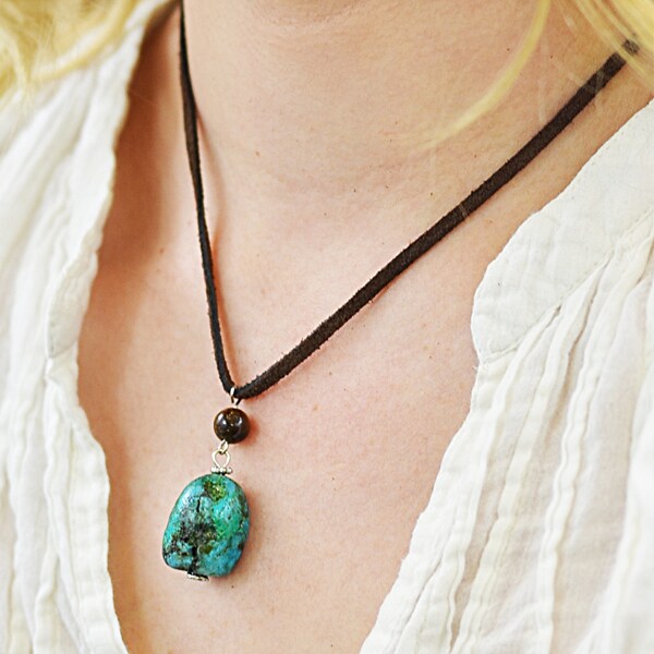 Leather Necklace With Turquoise Pendant