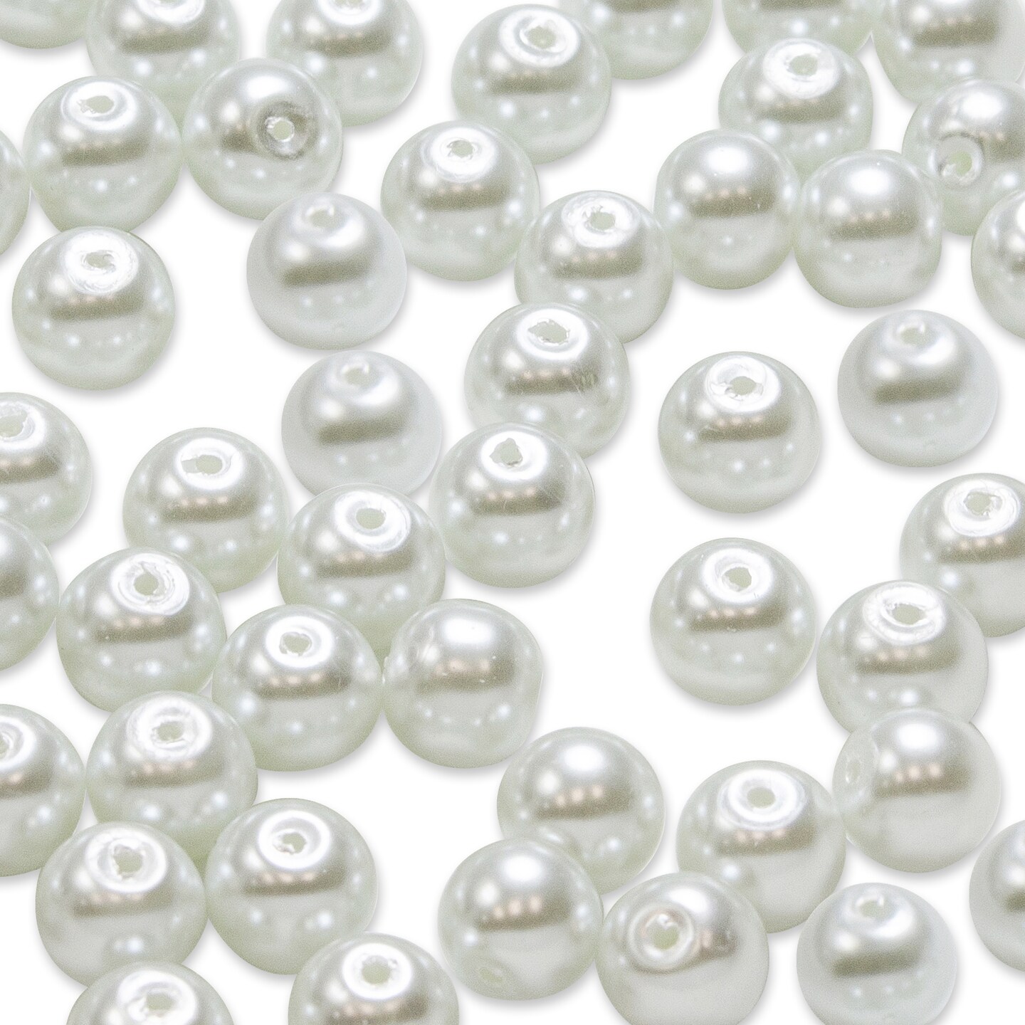 10mm Ivory Glass Pearl Beads - 80 on 30-Inch Strand