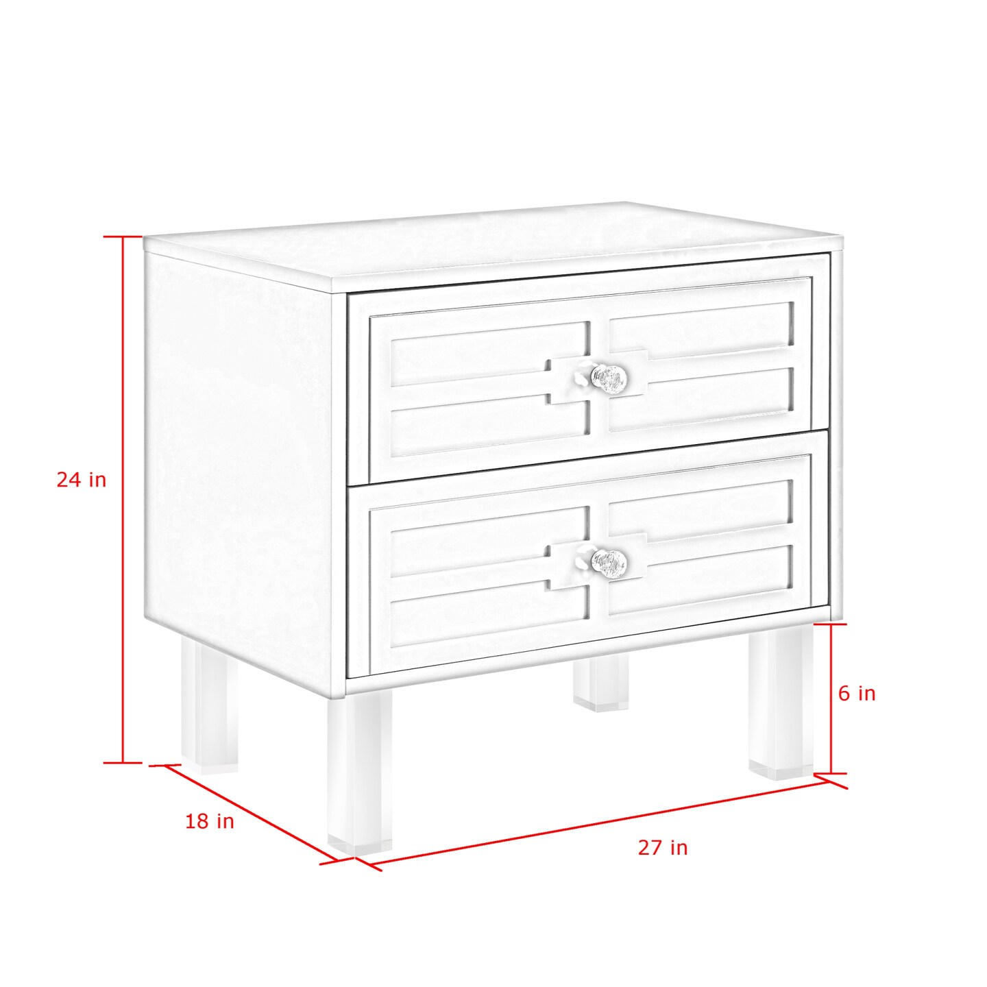 Gillian Modern Lacquered Lucite Leg Side/Accent Table/Nightstand