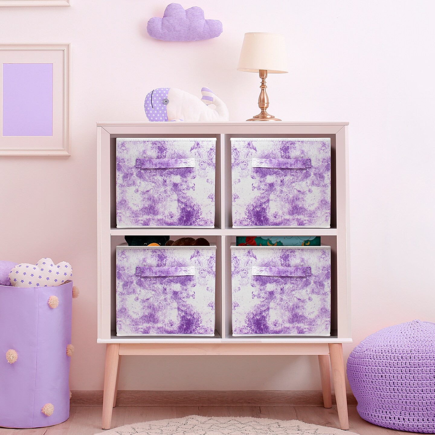 Sorbus Fabric Collapsible Cube Storage Bins Set - Tie Dye 4 Pack