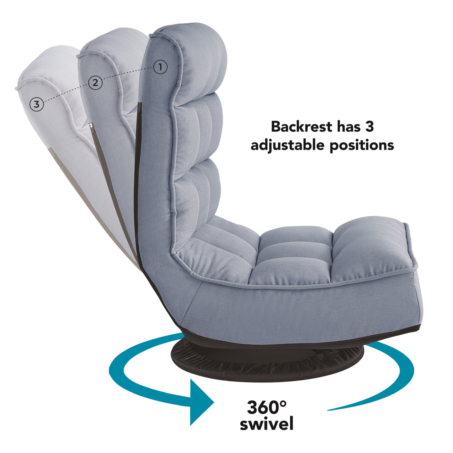 Hutson Linen Recliner/Floor Chair With 3 Adjustable Positions