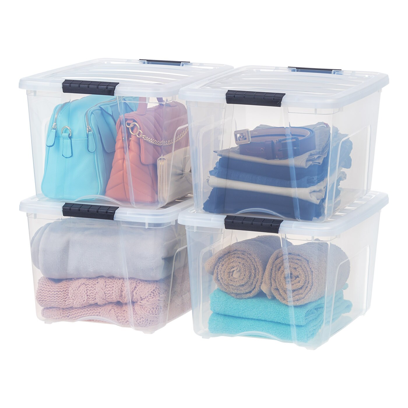 IRIS USA Plastic Storage Bins with Lids and Secure Latching Buckles