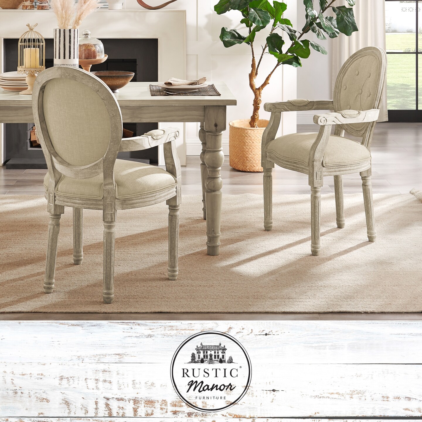 Edna Linen Dining Chair With Arms