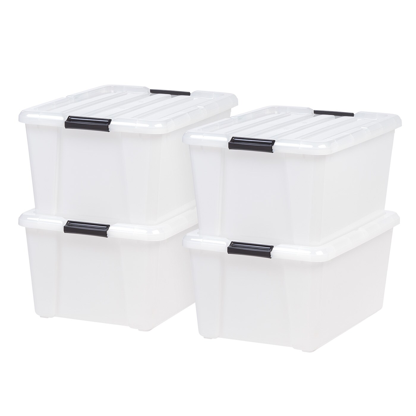 IRIS USA 45 Quart Plastic Storage Container Bin with Latching Lid, Pearl, 4 Pack