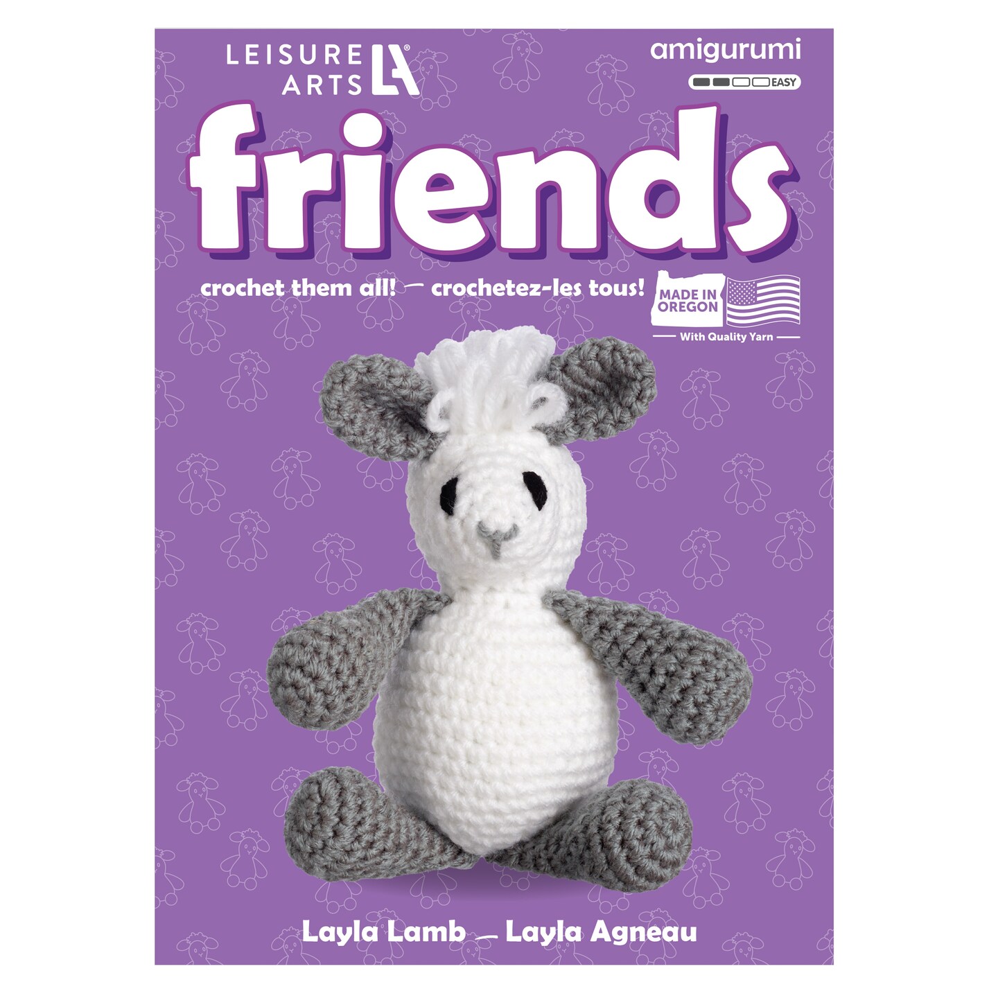 Leisure Arts - Crochet Kits, Friends Layla Lamb, 3", crochet kit for beginners, complete crochet kit, animal crochet kits, crochet animal kit, DIY amigurumi crochet kits