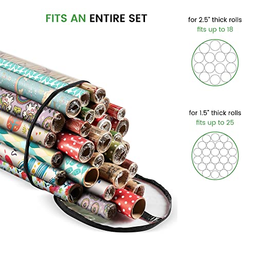 ZOBER Wrapping Paper Storage Containers - 40 Inch Gift Wrapping Organizer Storage - Fits 20 Standard Rolls of Wrapping Paper - Breathable Fabric, Waterproof