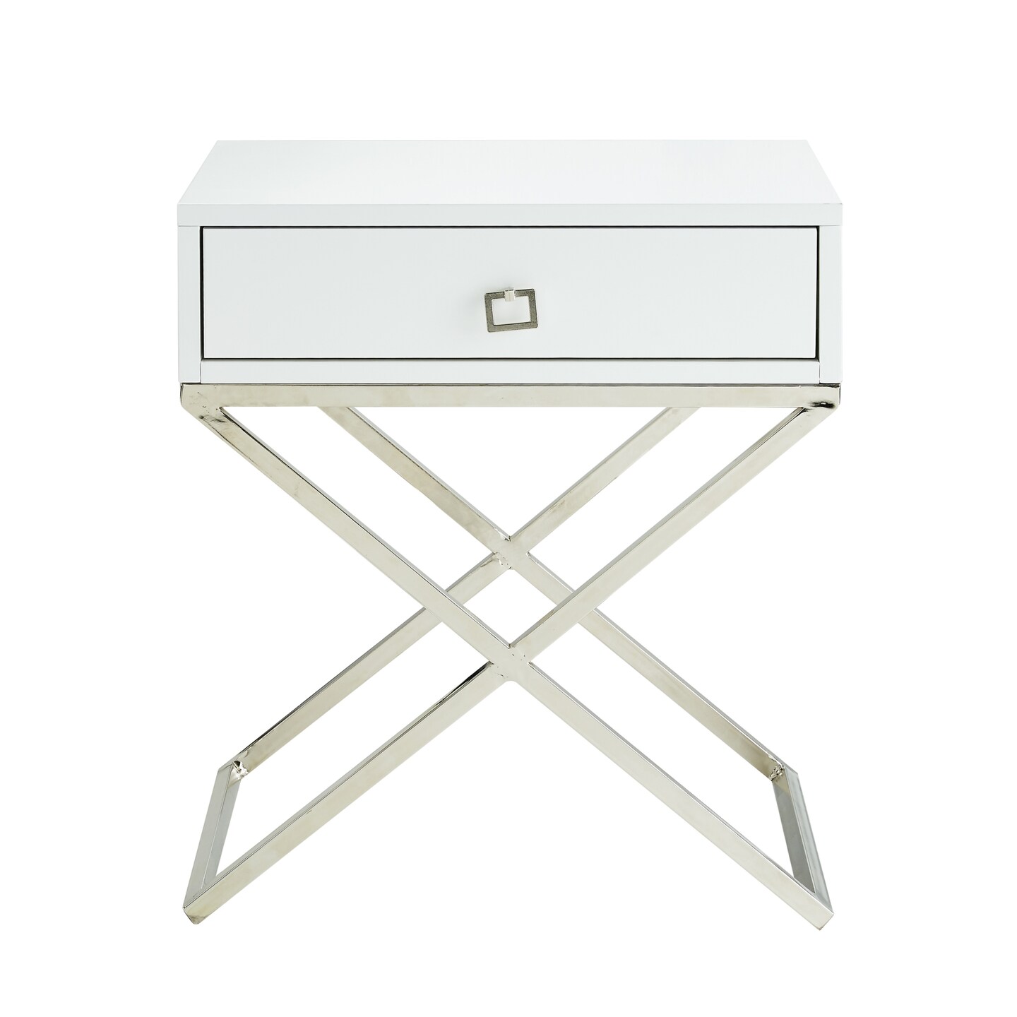Laila Modern Square Lacquered Metal X-Leg Side/Accent Table/ Nightstand