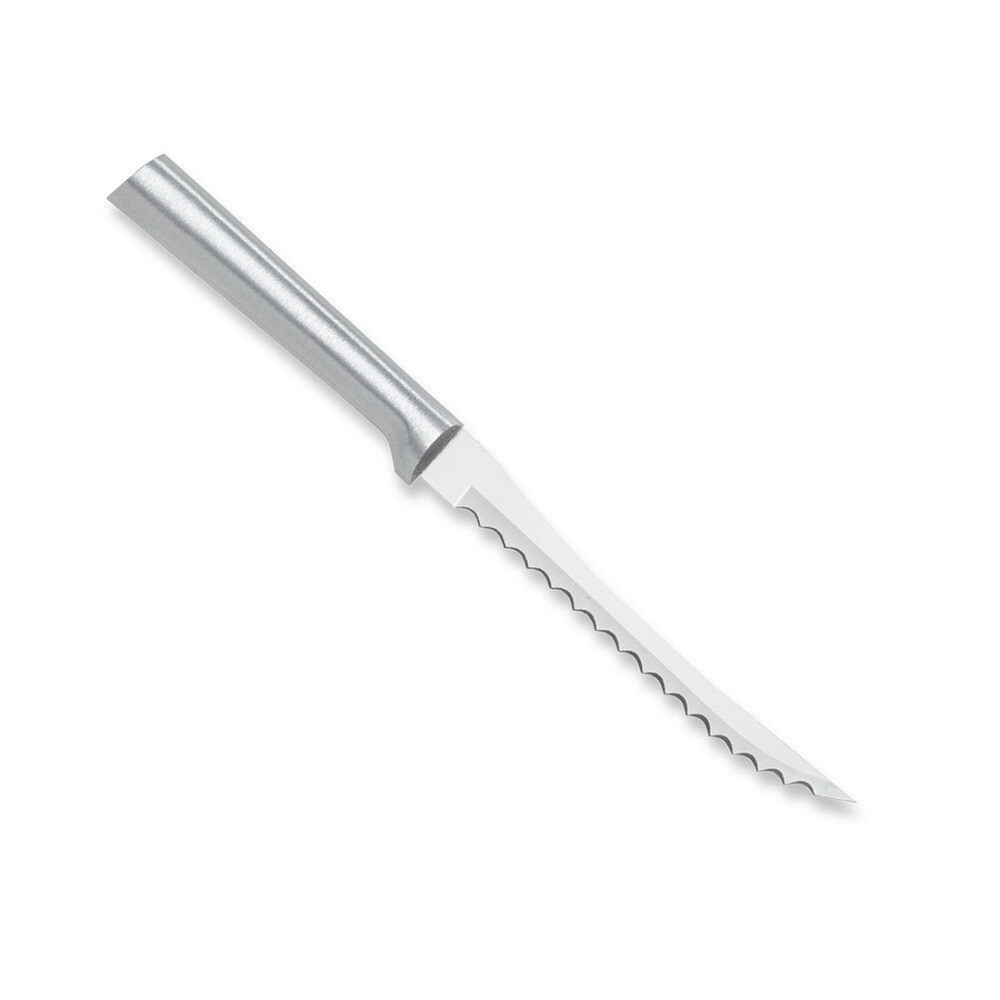 Rada Tomato Slicer Knife, Stainless Steel Cutlery, Hand-Sharpened, Double-Sided Serrated Blade and Solid Aluminum Handle
