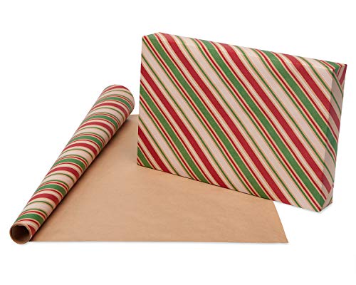 American Greetings 80 sq. ft. Wrapping Paper Bundle for Christmas and All Holidays, Red, Green and Kraft (4 Rolls 30 in. x 8 ft.)