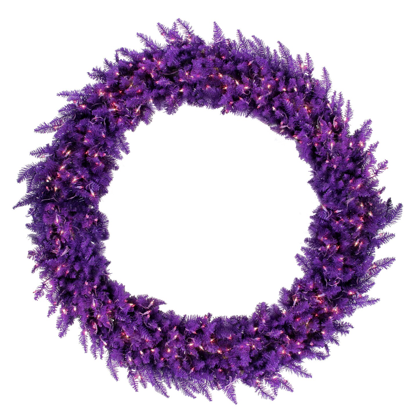 Vickerman Pre-Lit Ashley Spruce Christmas Wreath - 60-Inch, Clear and Purple Lights