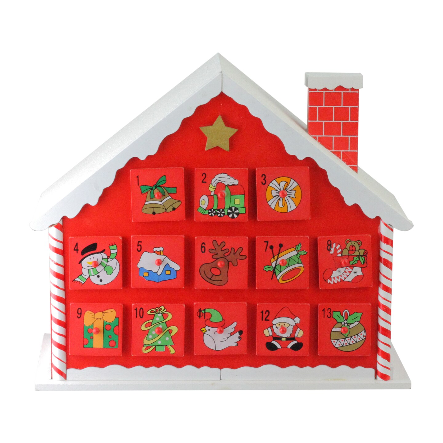 Northlight 10.25&#x22; Red and White Advent House with Chimney Storage Box