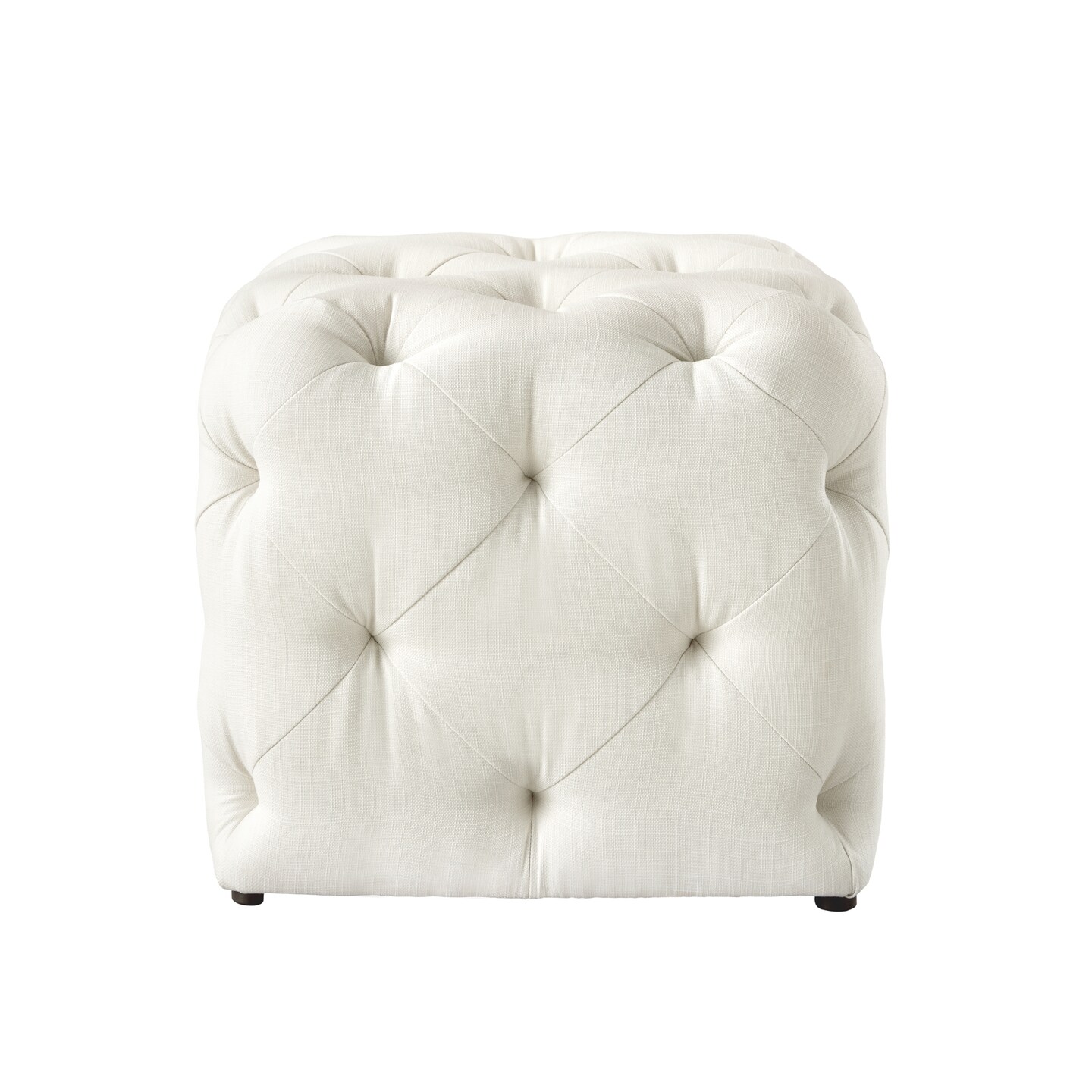 Genevieve Linen/Velvet Tufted Upholstered Cube Storage Ottoman, 1 Piece