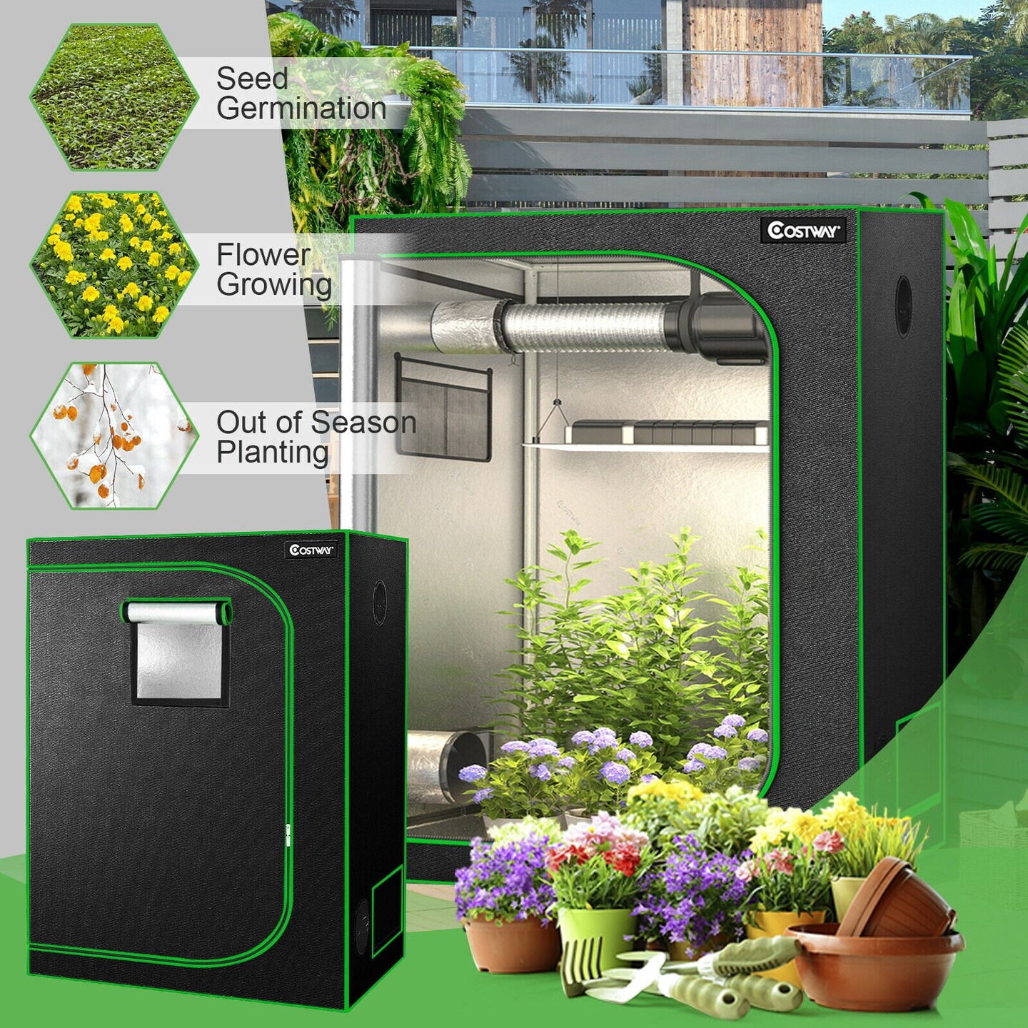 Mylar Hydroponic Grow Tent with Observation Window