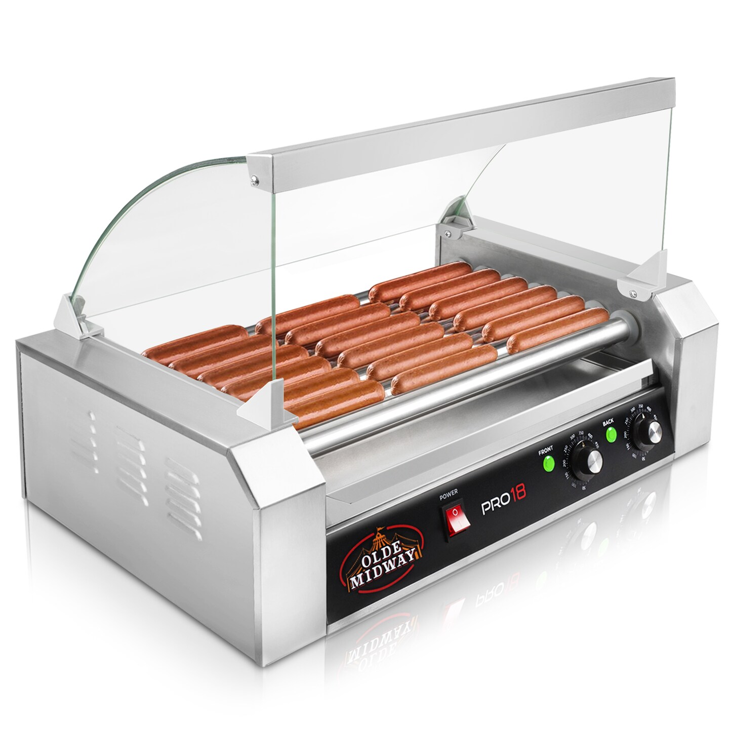 Olde Midway Electric Hot Dog Rollers with Cover, Commercial Grade Grill Cooker Machines