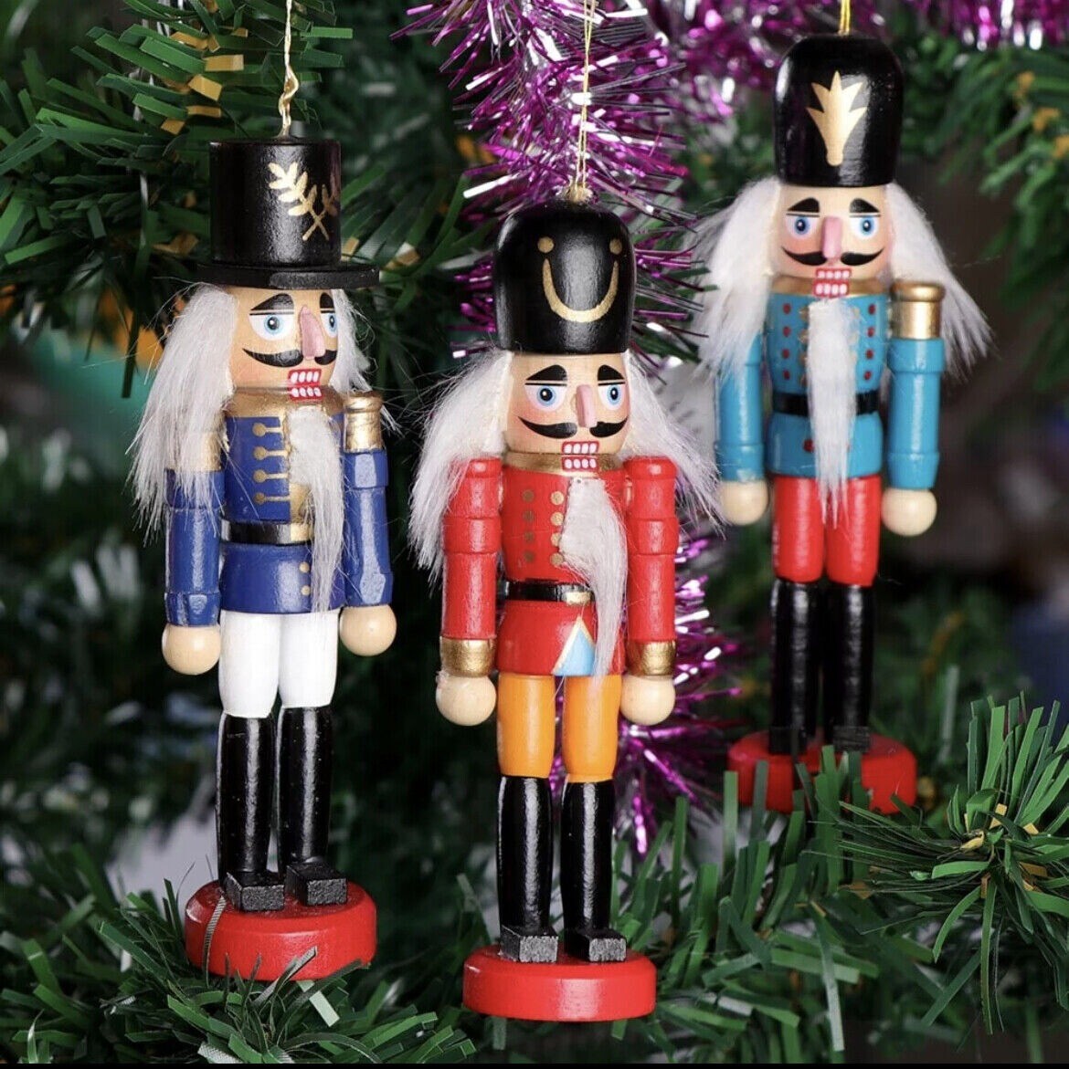 6pcs 12cm Wooden Nutcracker Soldier Christmas Tree Ornaments